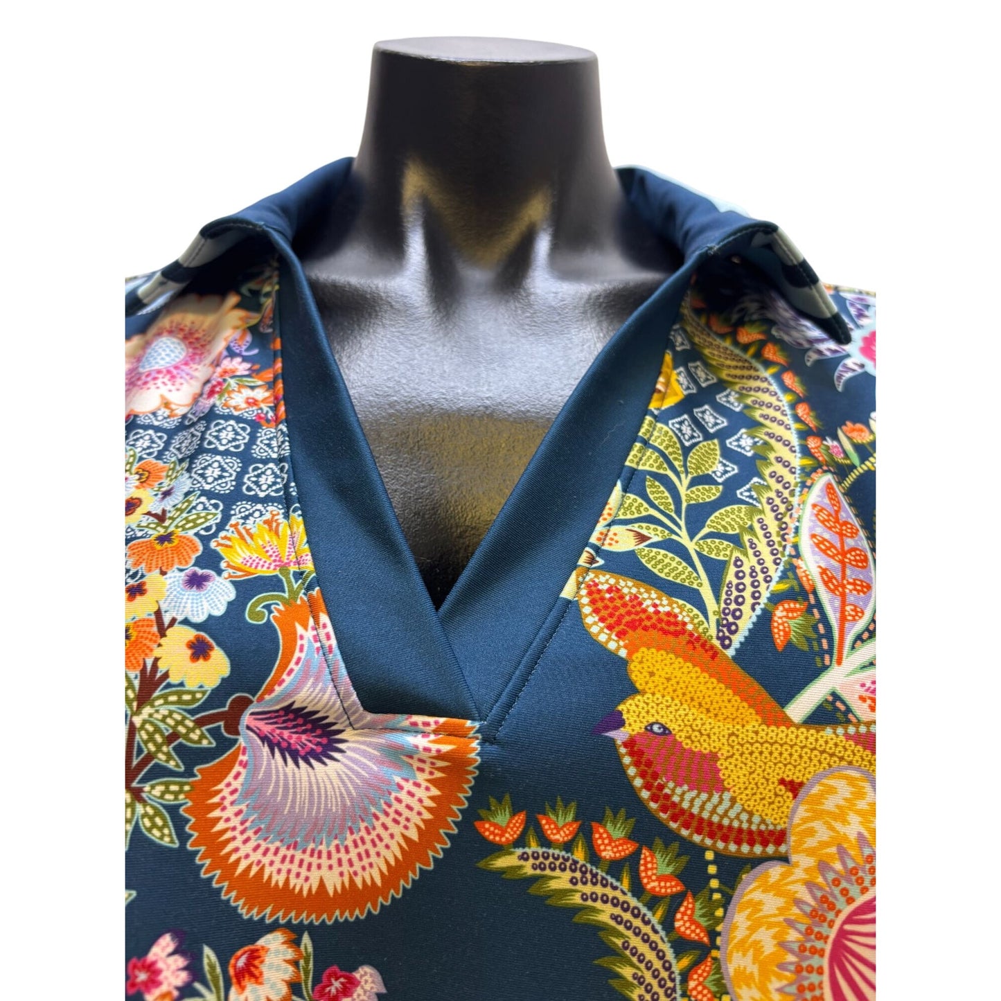 Johnny Was Active Polo Shirt Floral Pattern Multi M