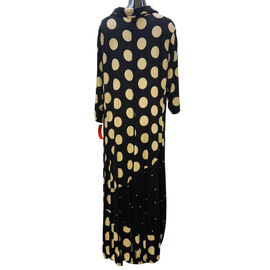 Alembika Polka Dot Long Sleeve Dress Black Tan 7/L