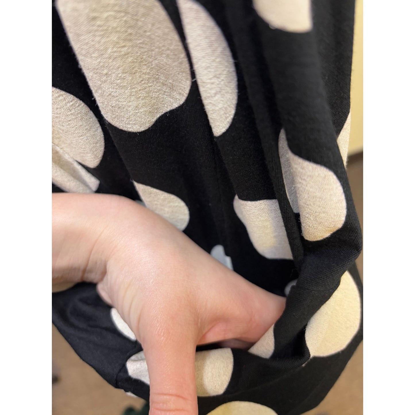 Alembika Polka Dot Long Sleeve Dress Black Tan 7/L