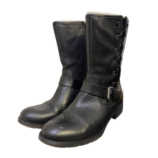 NWB Sofft Leather Lace-Up & Zip Black Boots Size 8