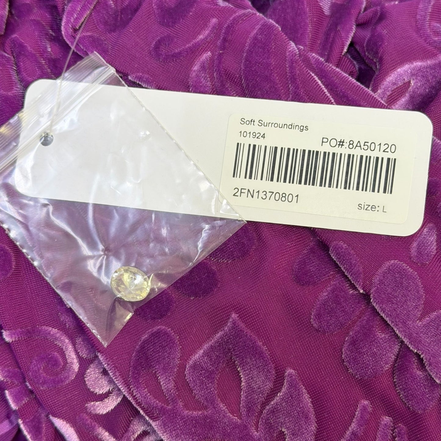 Soft Surroundings Purple Floral Burnout Velvet Blouse L