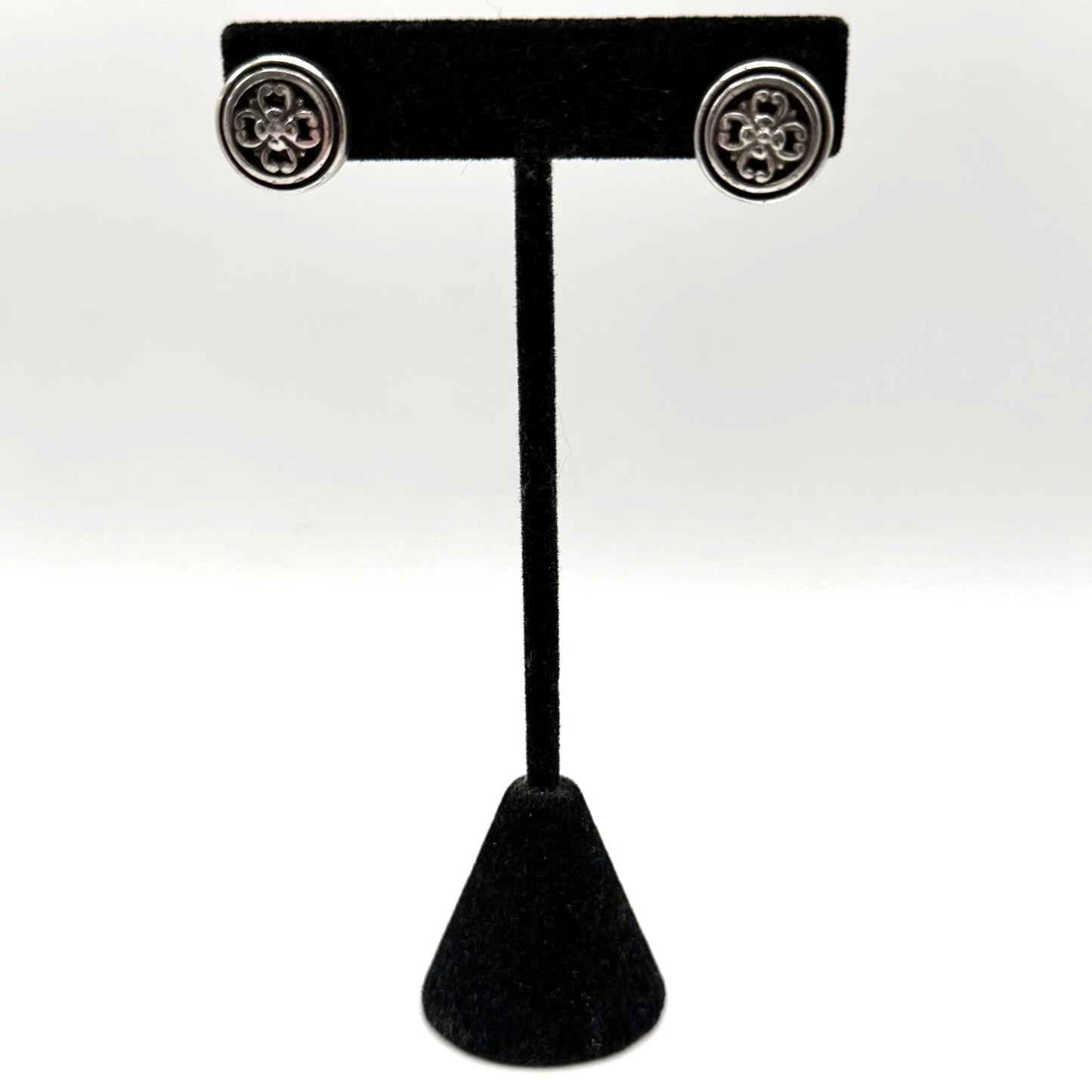 Vintage Brighton Silver Floral Engraved Stud Earrings