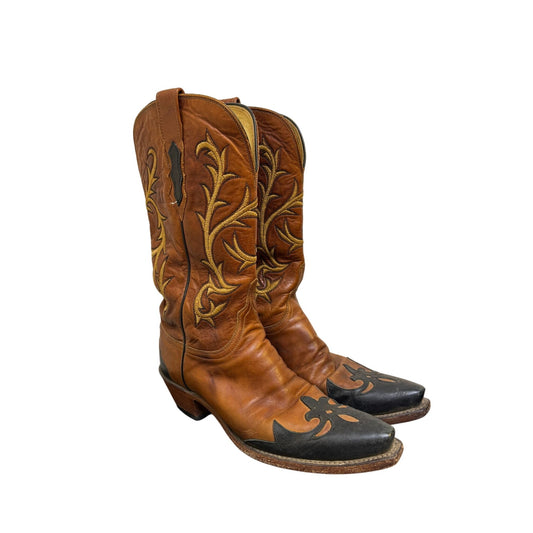 Lucchese Brown Leather Western Boots Size 7.5