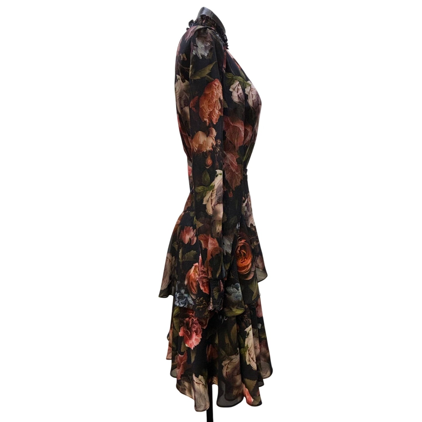 Alex Marie Black Rose Floral Print Dress Size 8