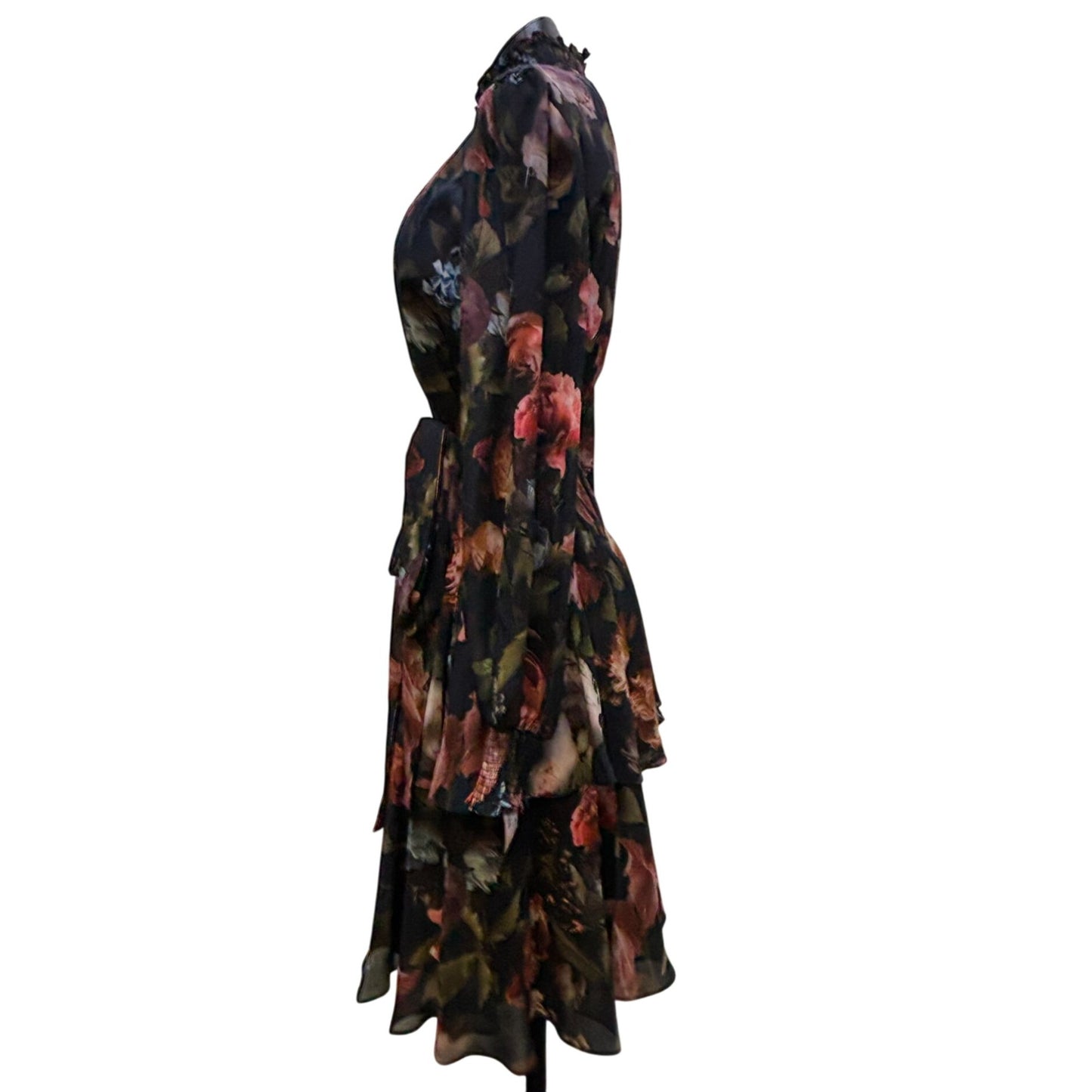 Alex Marie Black Rose Floral Print Dress Size 8