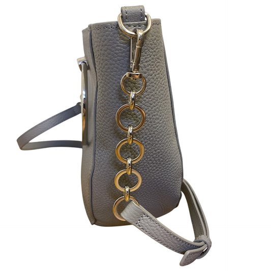 Ted Baker Grey Leather Crossbody Bag With Chain Strap & Metal Ring Detail