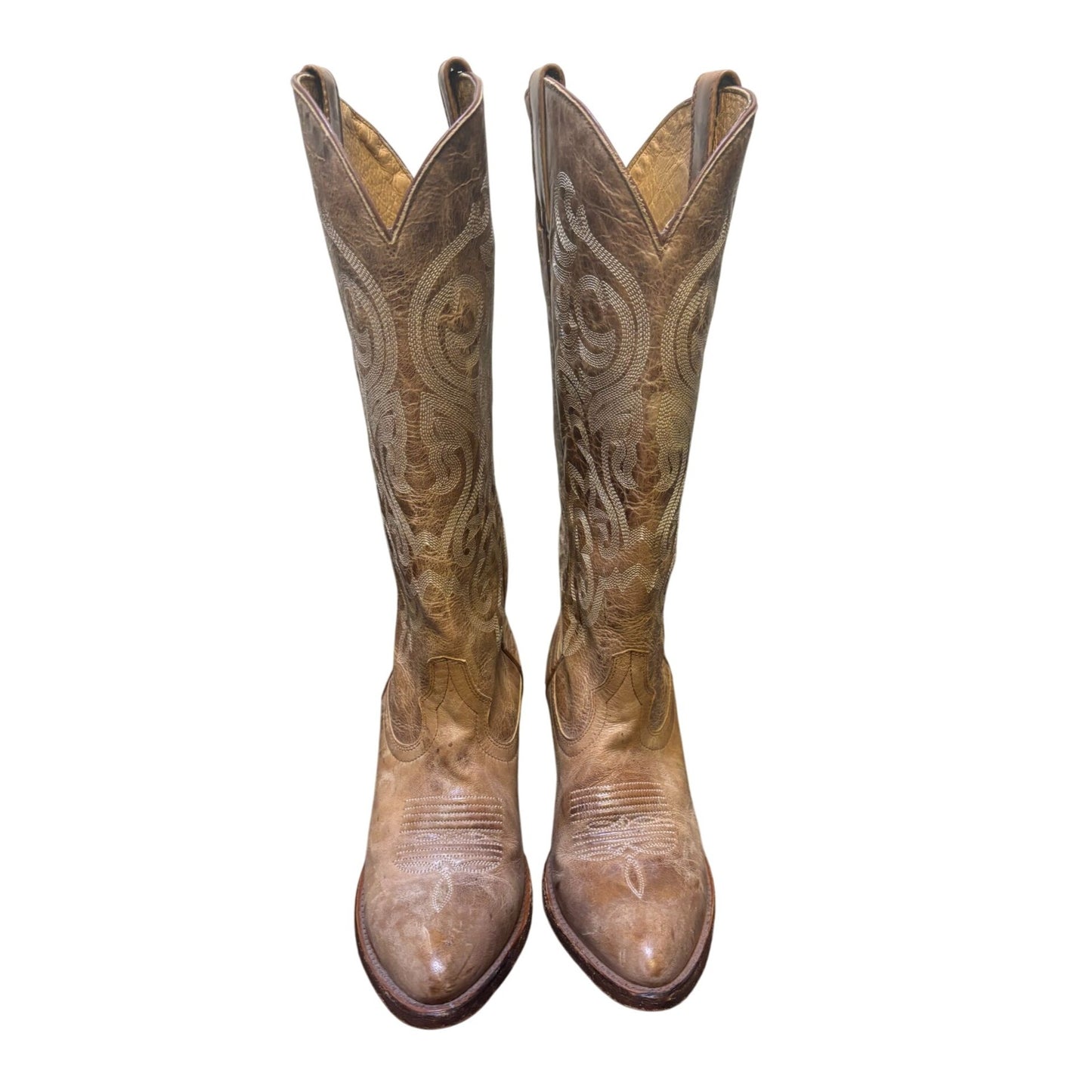 Shyanne Western Cowboy Boots Leather Embroidered Beige 7