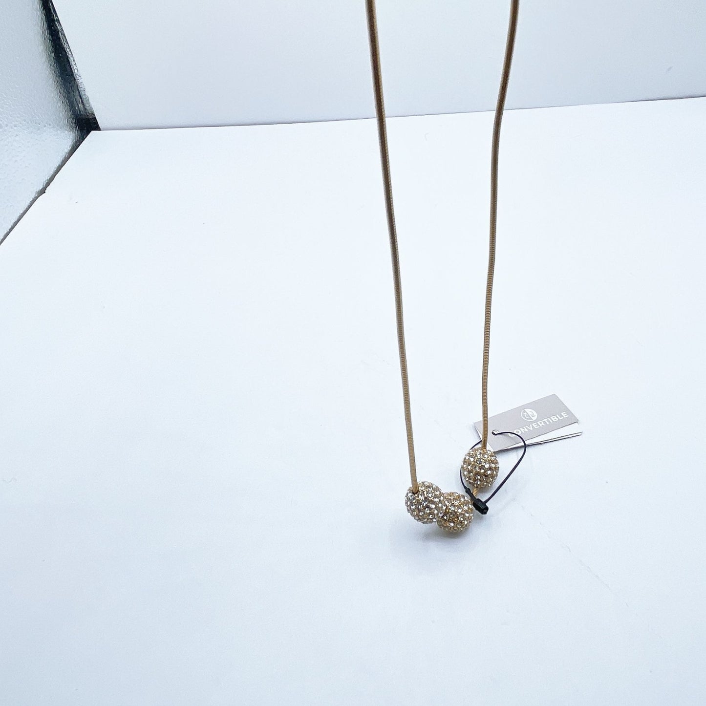 NWT Chicos Gold-Tone Convertible Necklace With Crystal Beaded Accents Adjustable Slider
