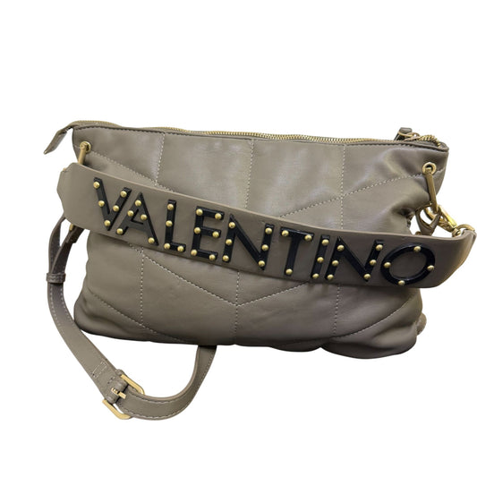 Valentino Vegan Leather Crossbody Bag In Grey With Gold Hardware
