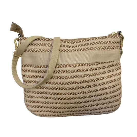 Eric Javits Crossbody Handbag Cream & Tan Braided Pattern With Adjustable Strap