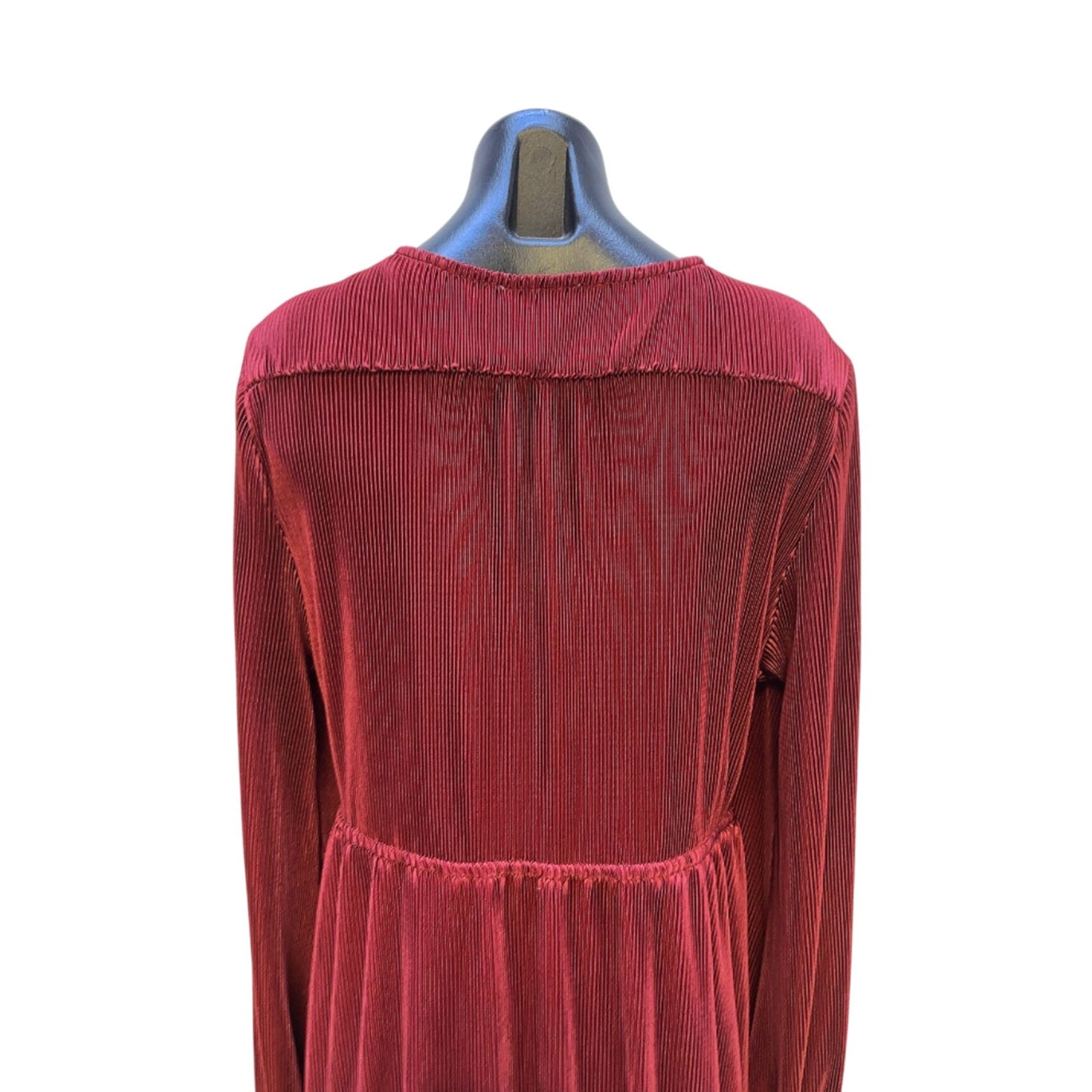 NWT Baltic Born Vintage Red Accordion Long-Sleeve Maxi Dress w V-Neckline Size 3X