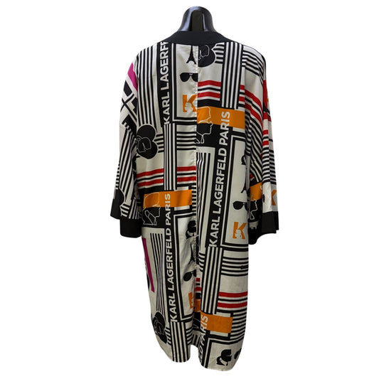 Karl Lagerfeld Paris Open Graphic Duster Jacket Black Multi M