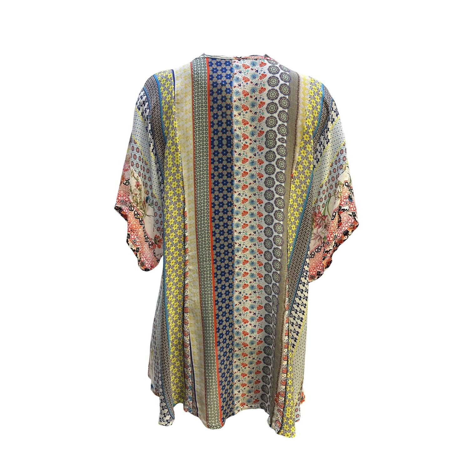 Johnny Was Multicolor Floral & Geometric Print Boho Tunic Blouse Size M