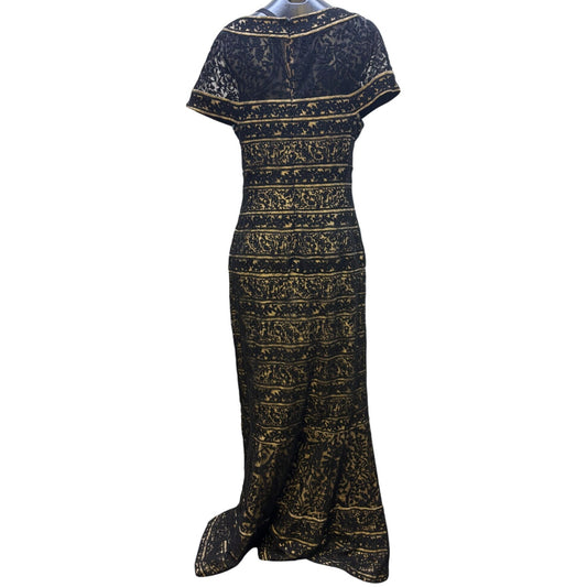 Tadashi Shoji Lace Maxi Dress Black & Cream Size 12