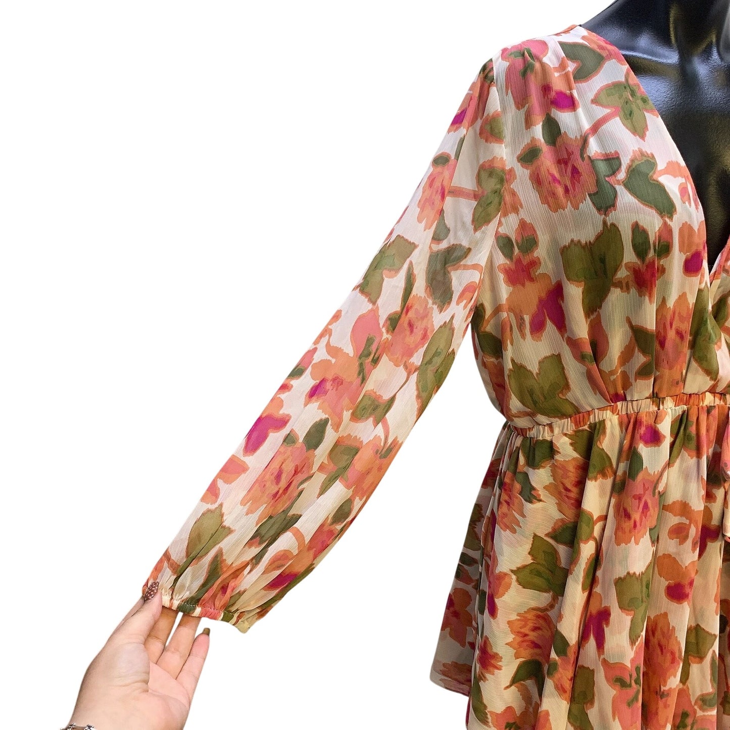 NWT Misa Los Angeles Floral Chiffon Mini Dress w/Tie Waist L