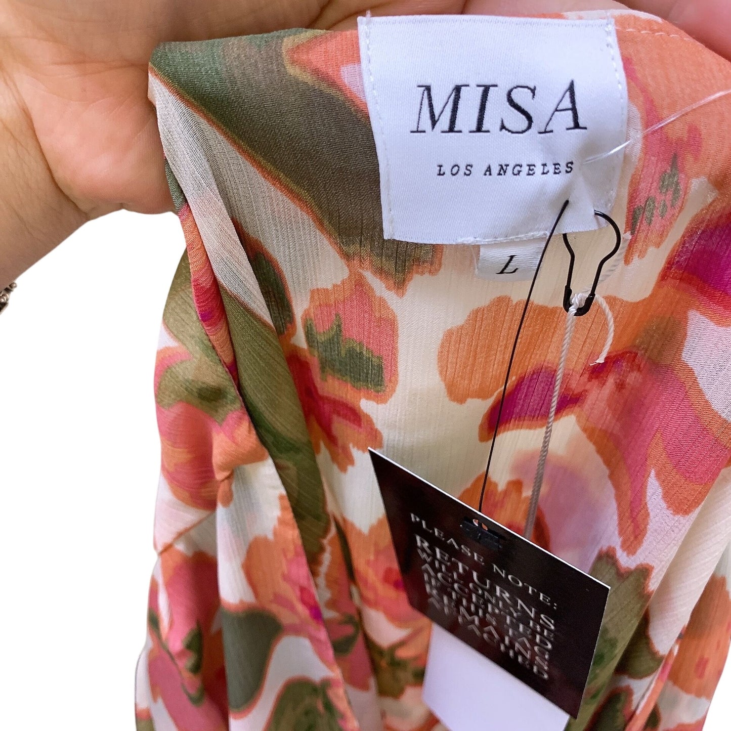 NWT Misa Los Angeles Floral Chiffon Mini Dress w/Tie Waist L
