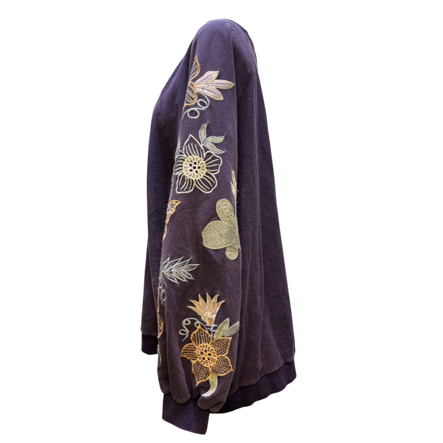 NWT Blue Velvet Embroidered Floral Sweatshirt Purple XL