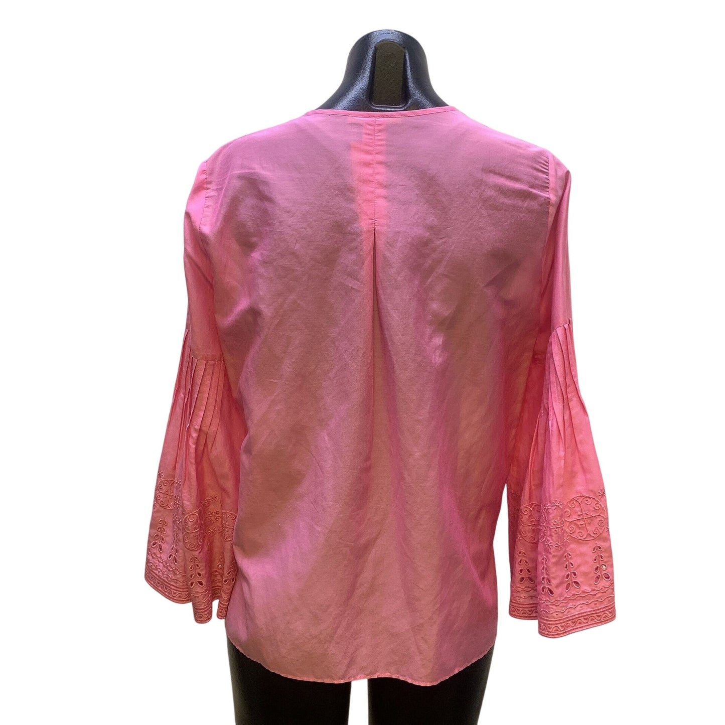 Kobi Halperin Pink Blouse With Embroidered Bell Sleeves, Size Small