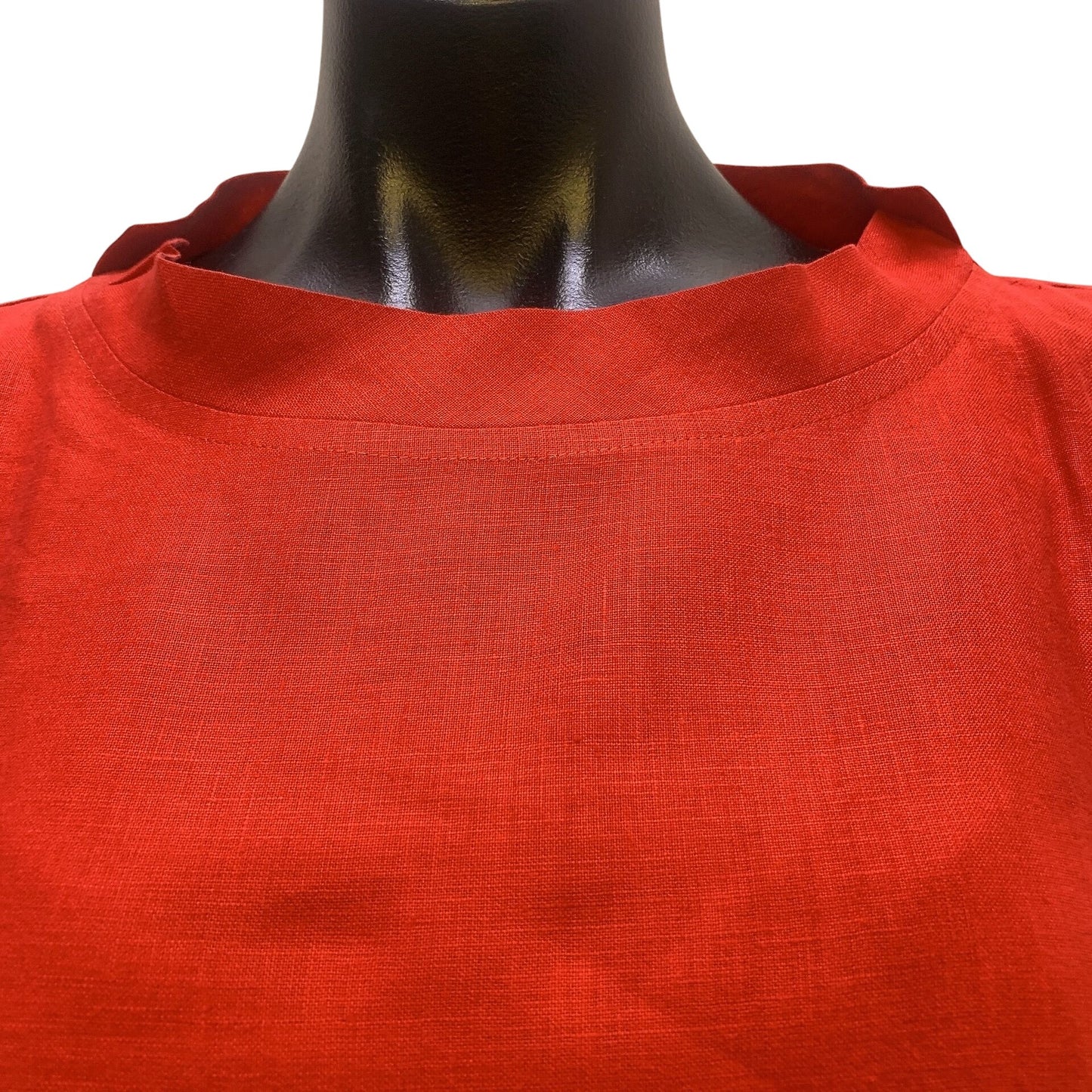 Flax Red Linen Short-Sleeve Tunic Top Size Small