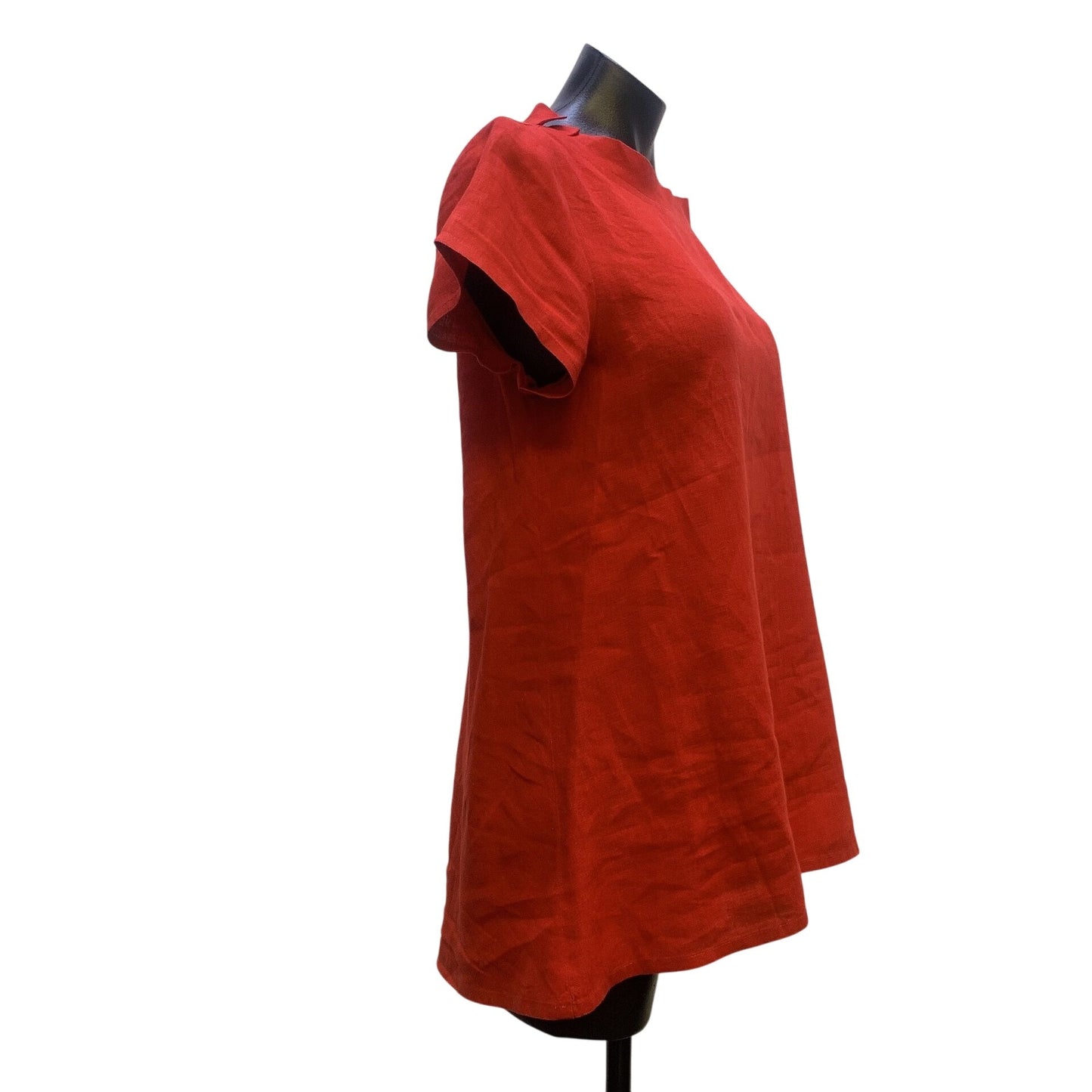 Flax Red Linen Short-Sleeve Tunic Top Size Small