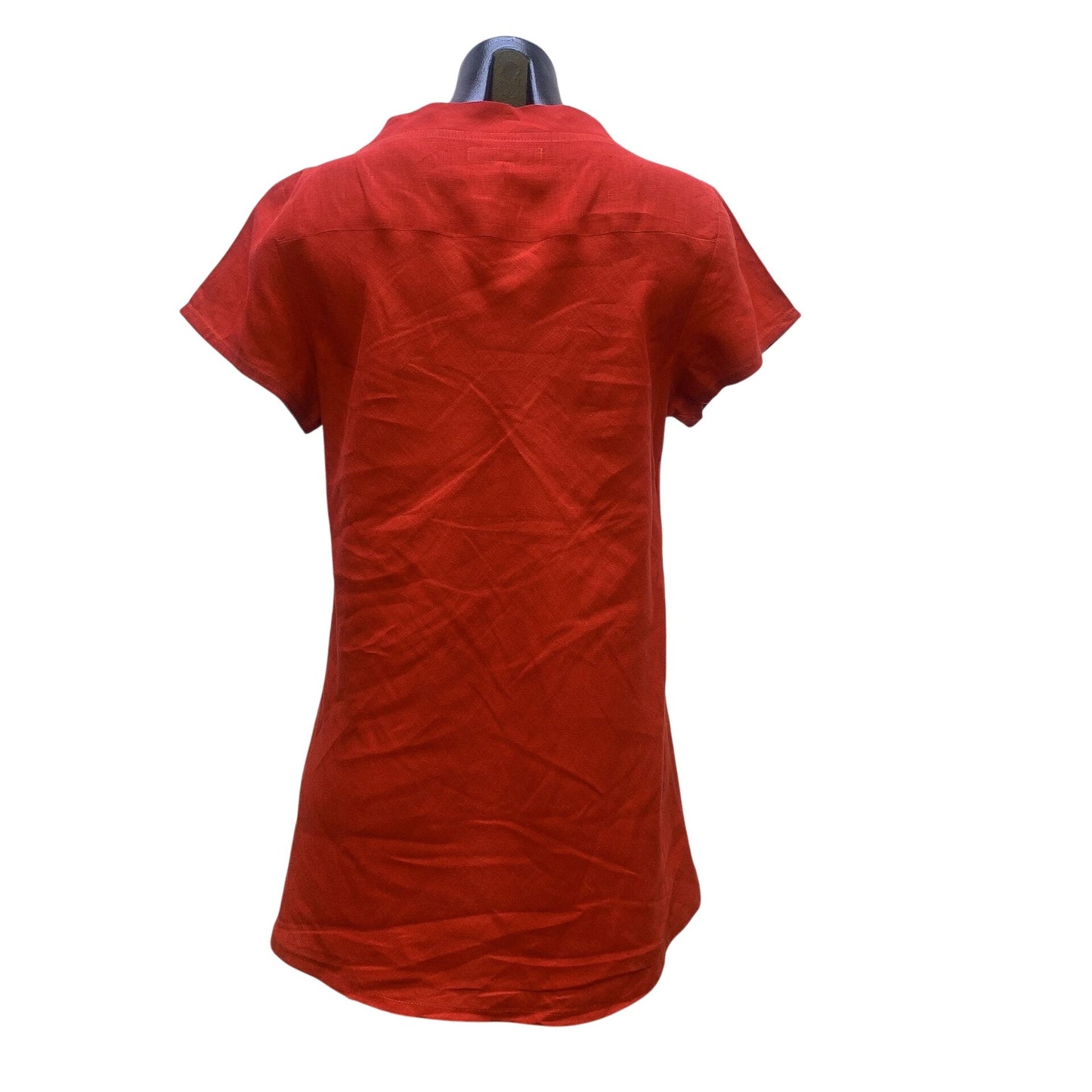 Flax Red Linen Short-Sleeve Tunic Top Size Small
