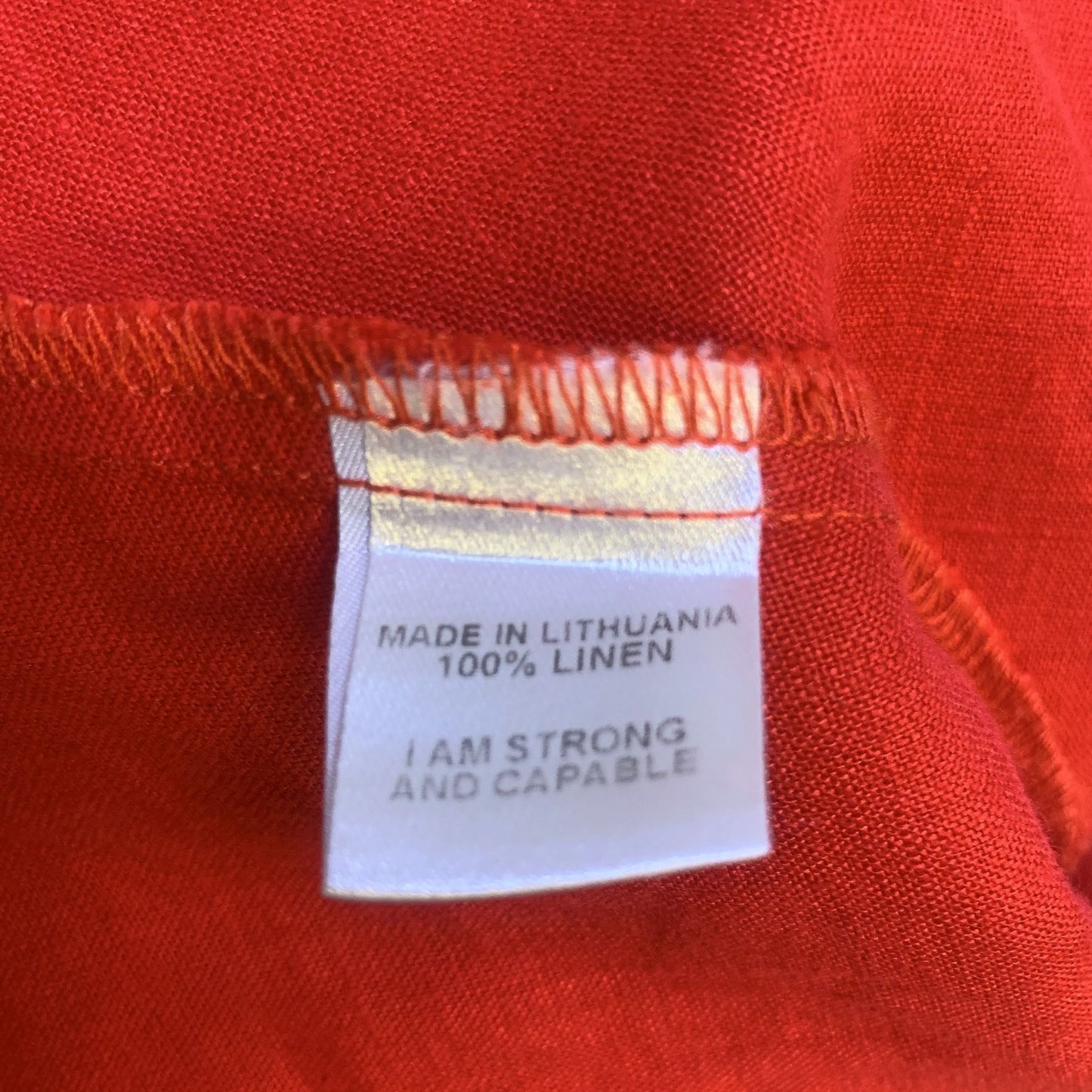 Flax Red Linen Short-Sleeve Tunic Top Size Small