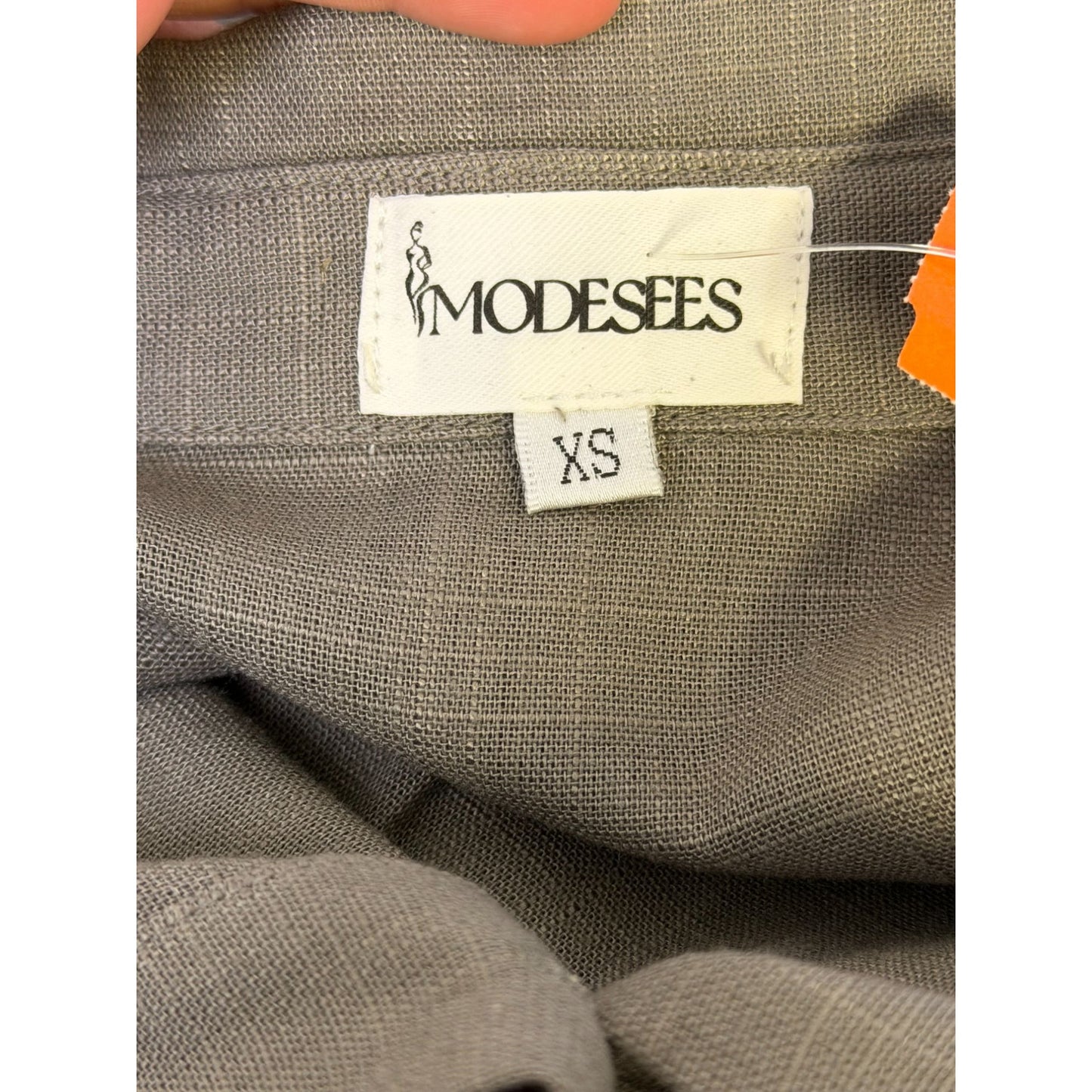 Modesees Gray Long Sleeve Button-Up Jumpsuit Pockets XS