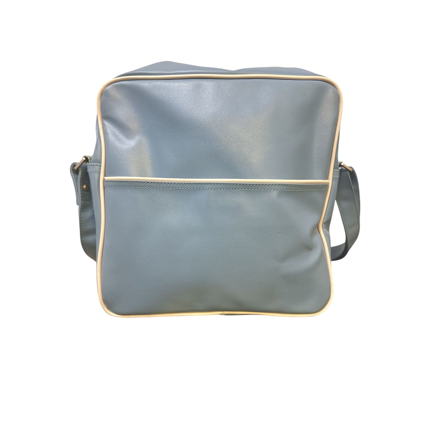 Pan Am Vintage Blue Vinyl Messenger w/Logo Print & Metal Details