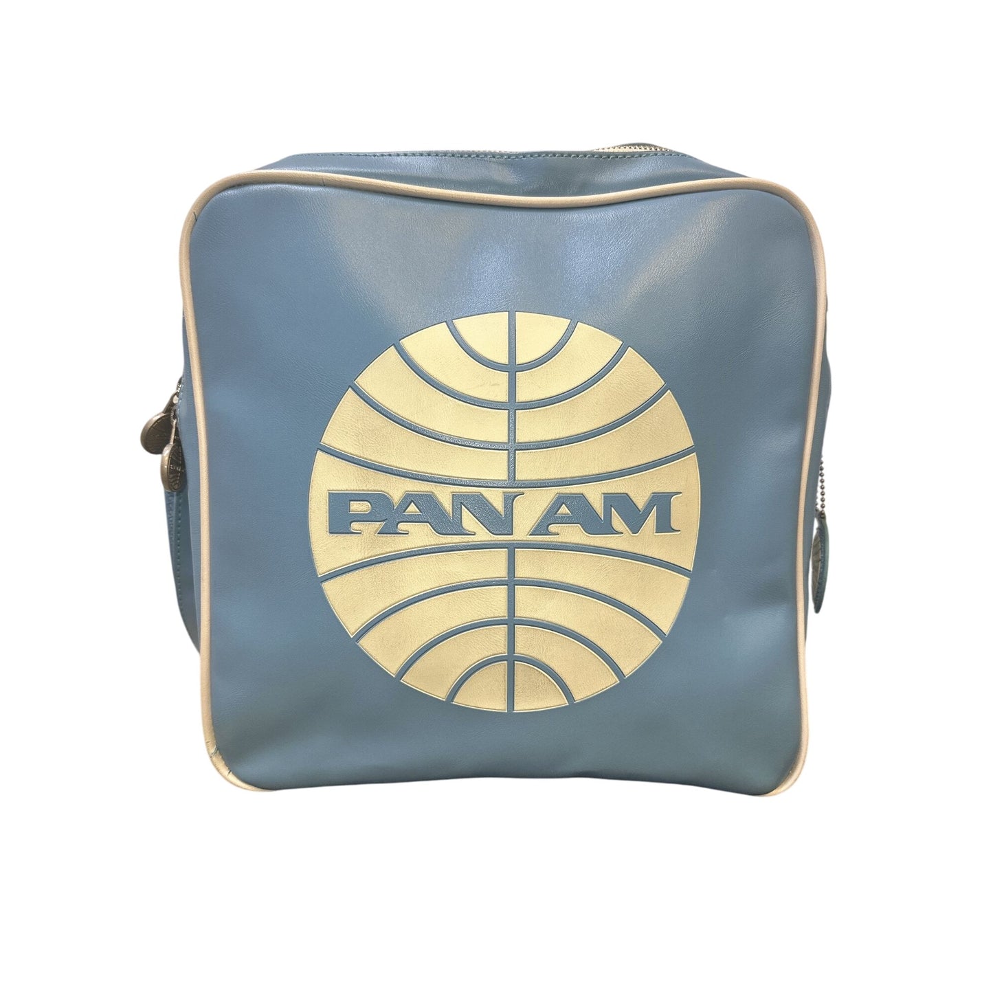 Pan Am Vintage Blue Vinyl Messenger w/Logo Print & Metal Details