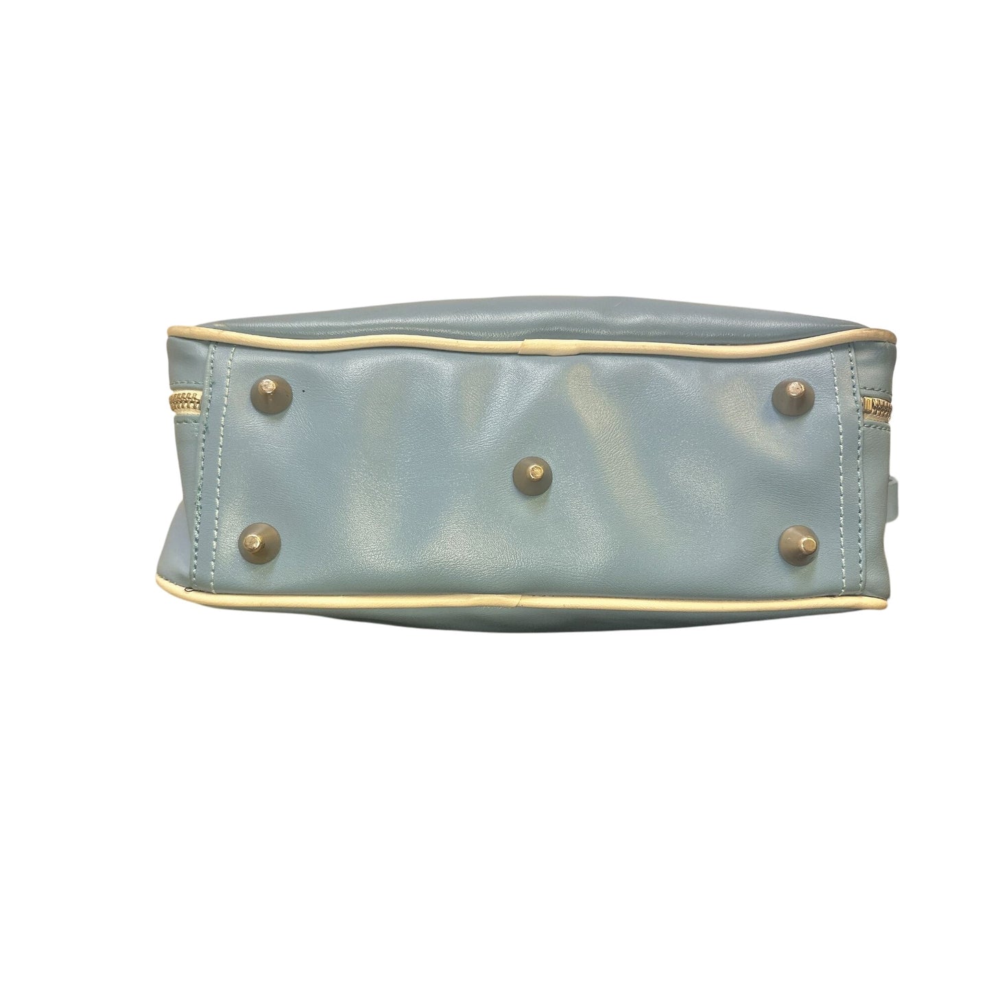 Pan Am Vintage Blue Vinyl Messenger w/Logo Print & Metal Details