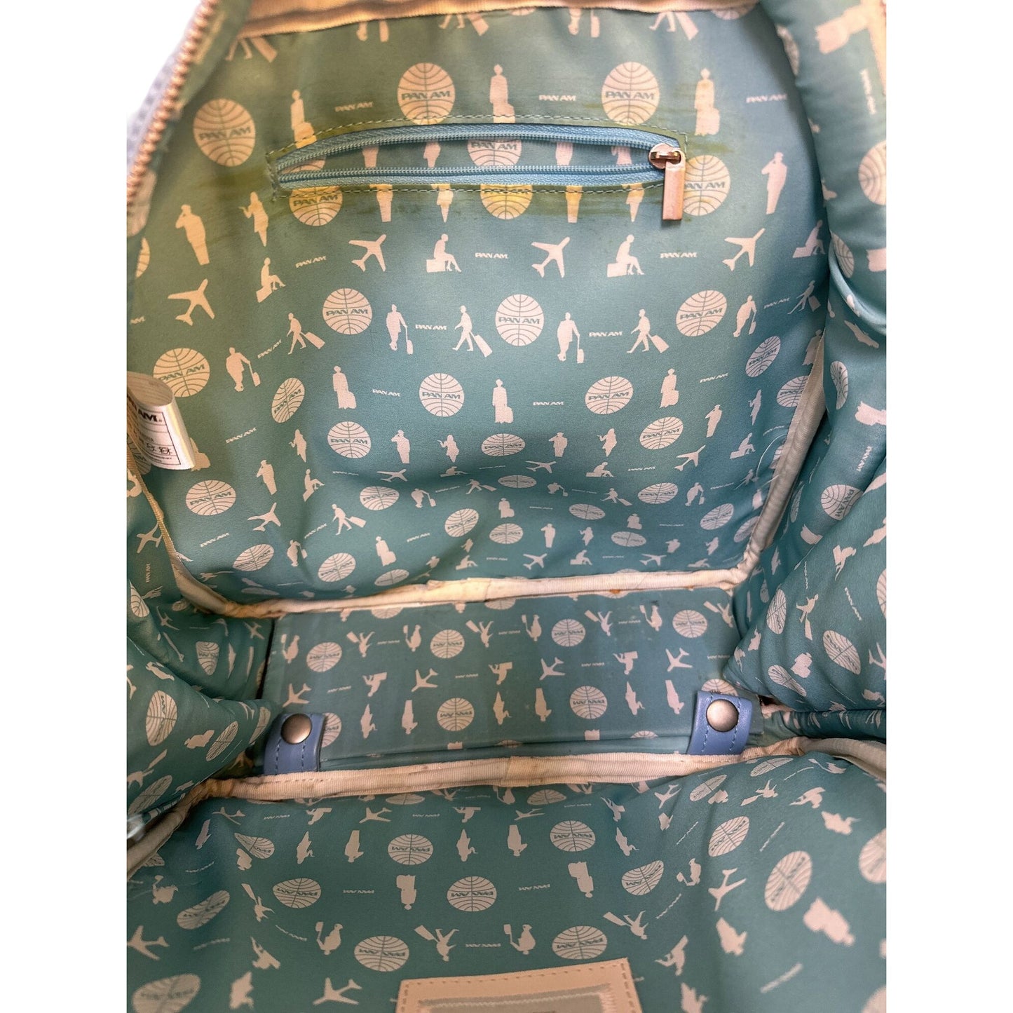Pan Am Vintage Blue Vinyl Messenger w/Logo Print & Metal Details