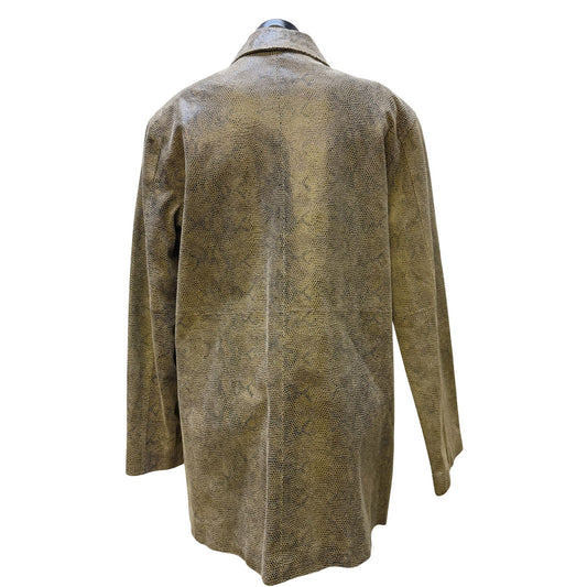 Brandon Thomas Tan & Black Faux Snakeskin Leather Button-Up Jacket