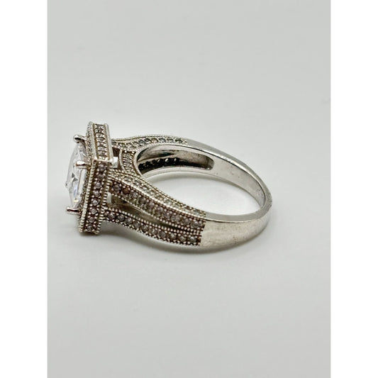 925 Sterling Silver Princess Cut Ring Size 6.5