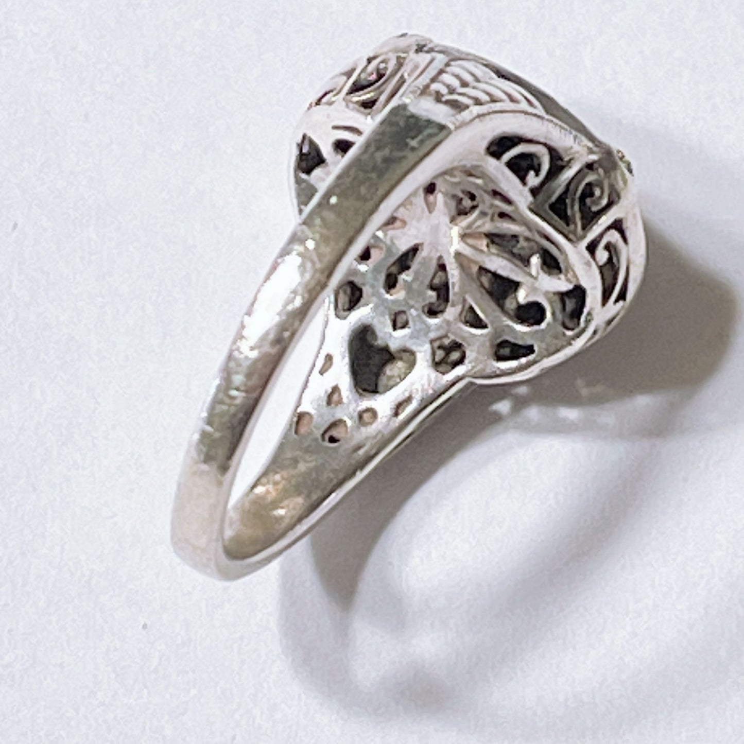Vintage-Style Sterling Silver Gold-Tone Filigree Round Pave Set Cubic Zirconia Ring Size 7.75