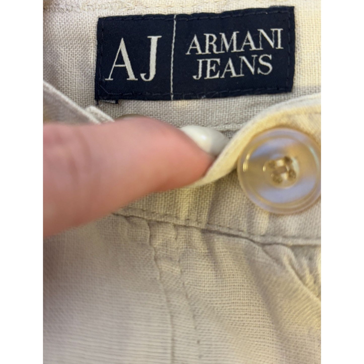 Armani Jeans Womens Beige Linen Wide-Leg Pants S