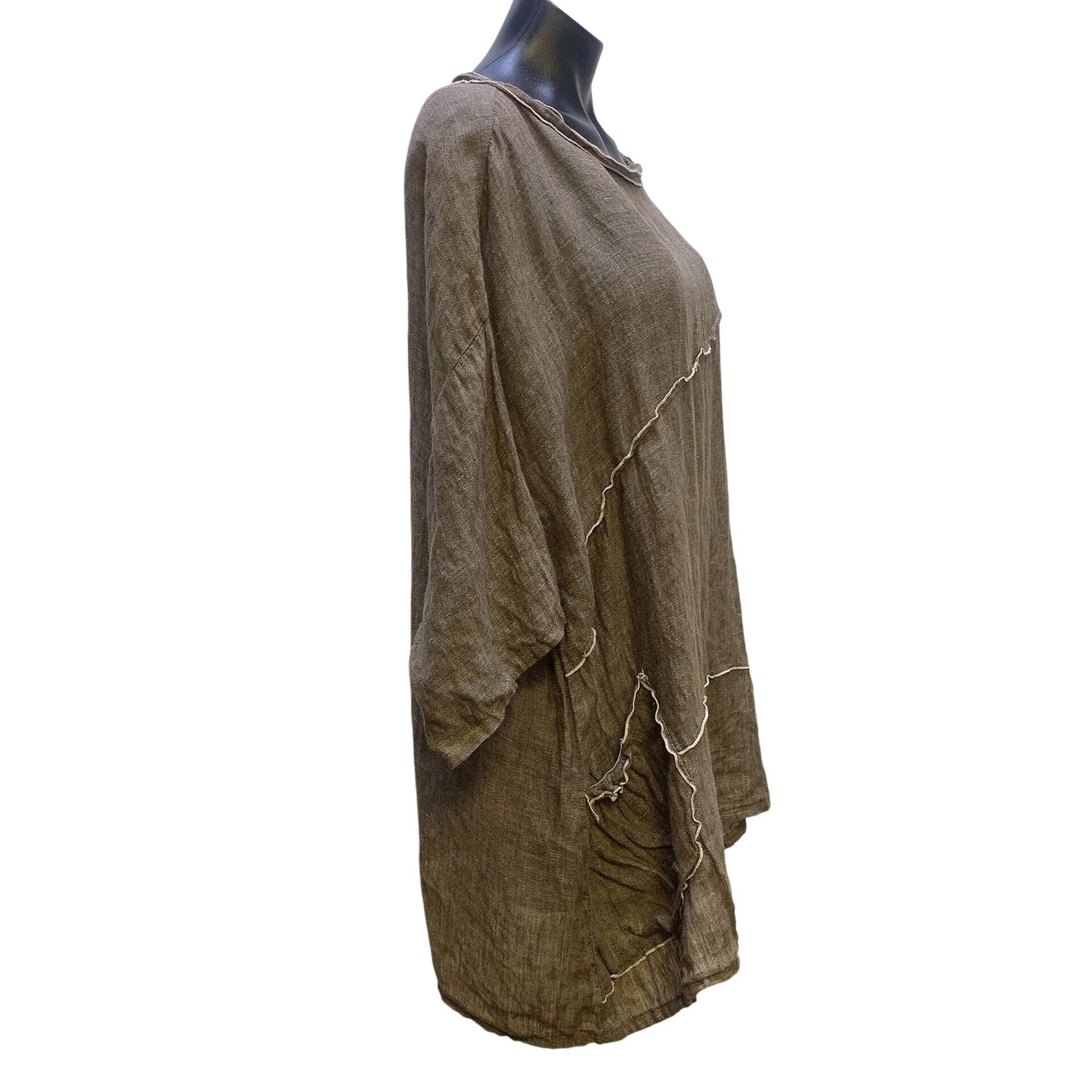Match Point Brown Linen Tunic Top Size Medium