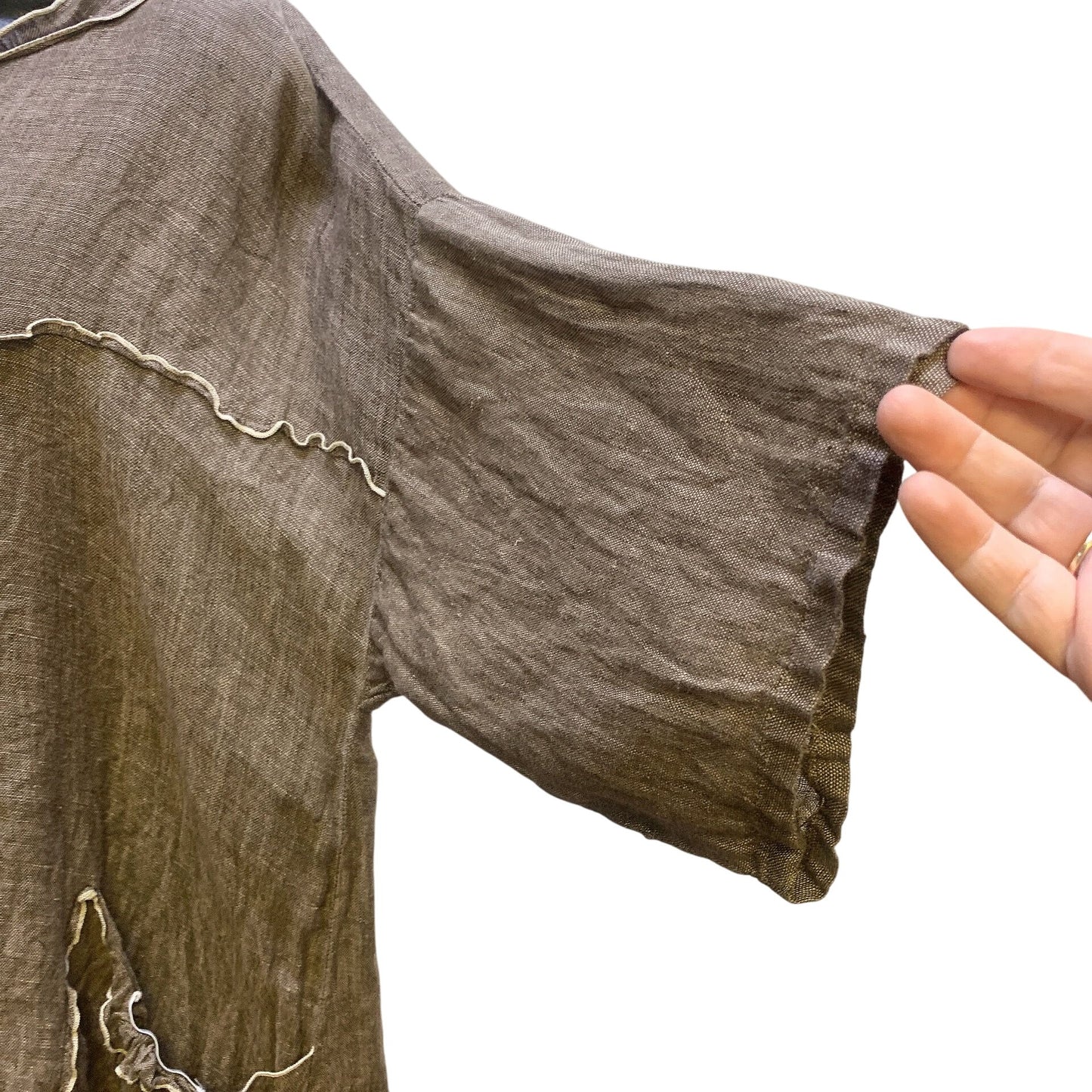 Match Point Brown Linen Tunic Top Size Medium