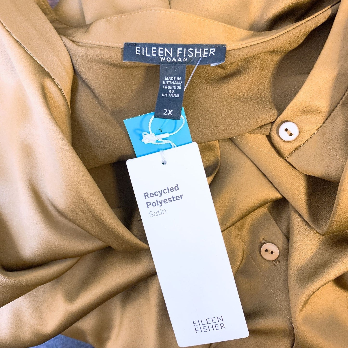 Eileen Fisher Mustard Long Sleeve Button-Down Shirt Dress - Size 2XL