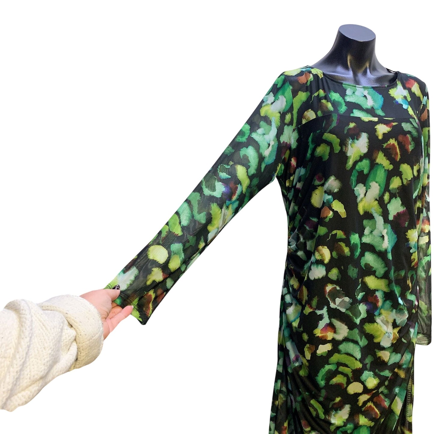 Joseph Ribkoff Green Multicolor Abstract Long Sleeve Maxi Dress 18