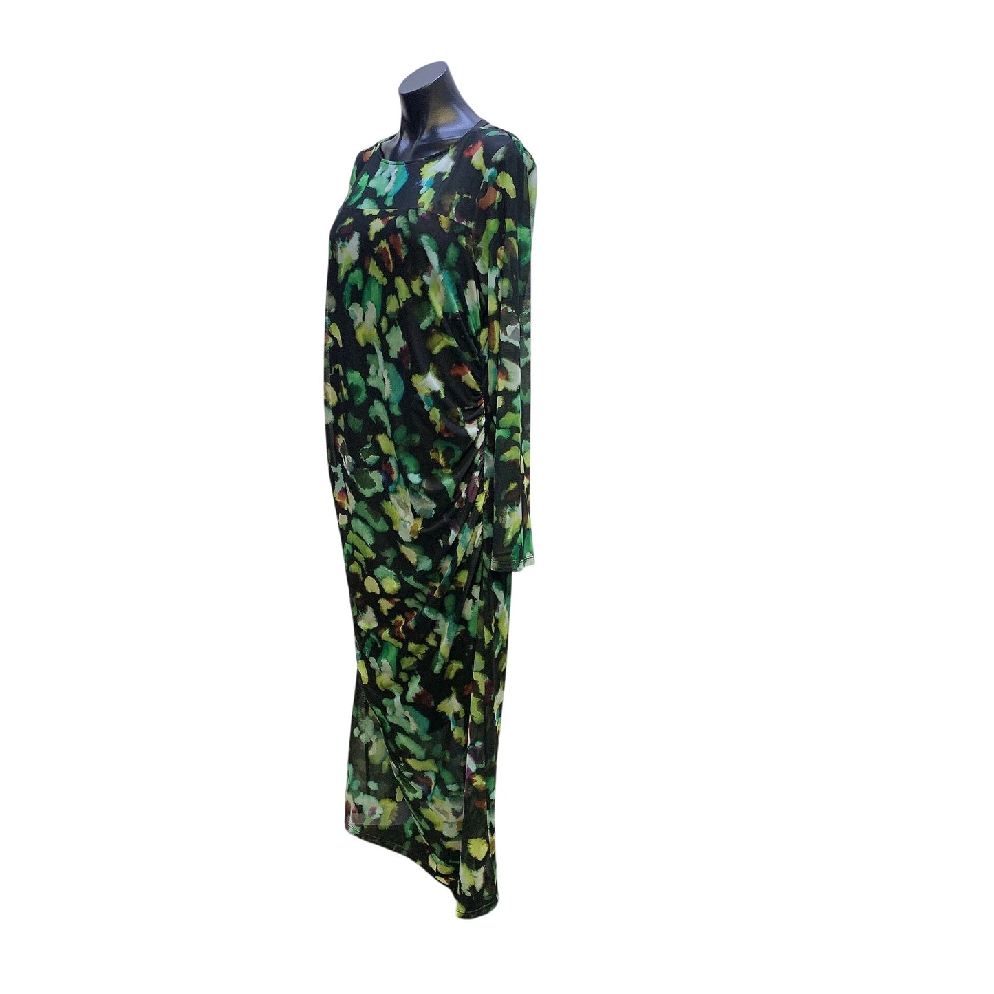 Joseph Ribkoff Green Multicolor Abstract Long Sleeve Maxi Dress 18