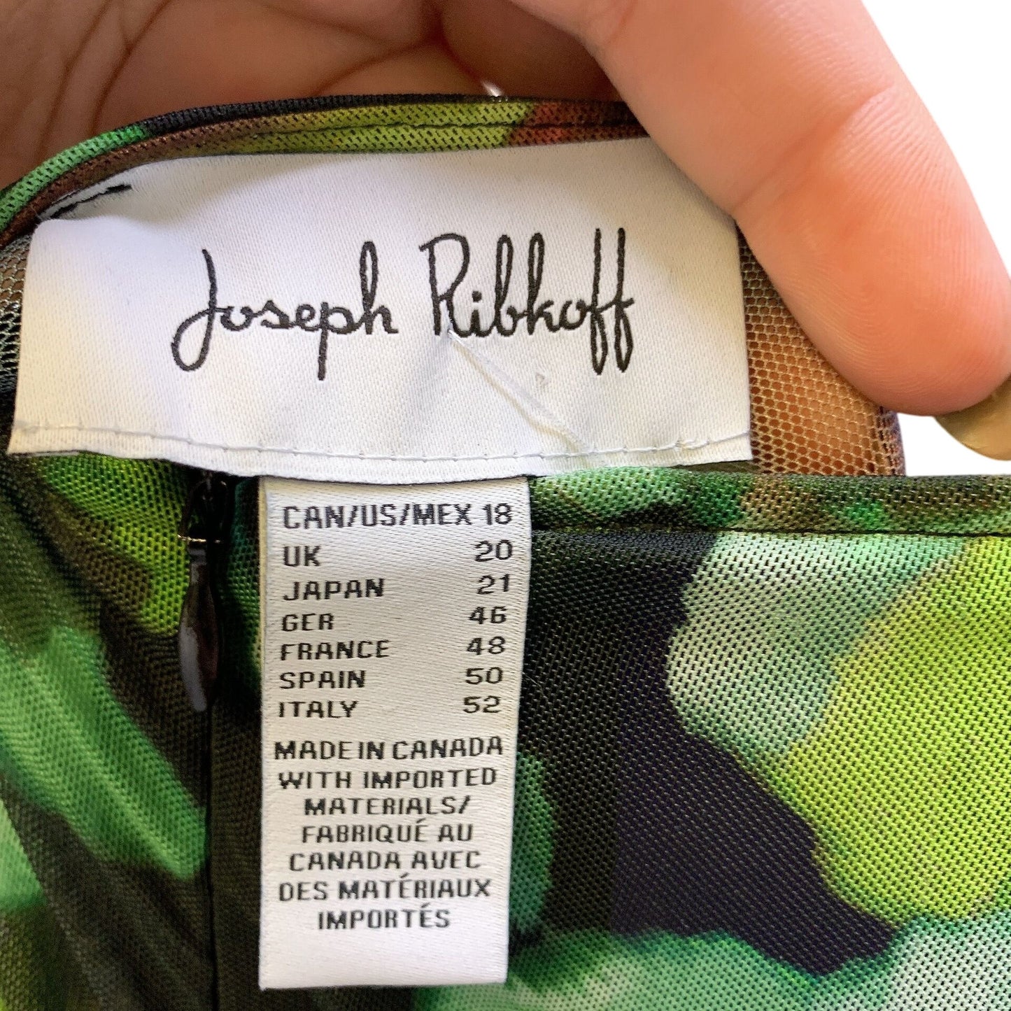 Joseph Ribkoff Green Multicolor Abstract Long Sleeve Maxi Dress 18