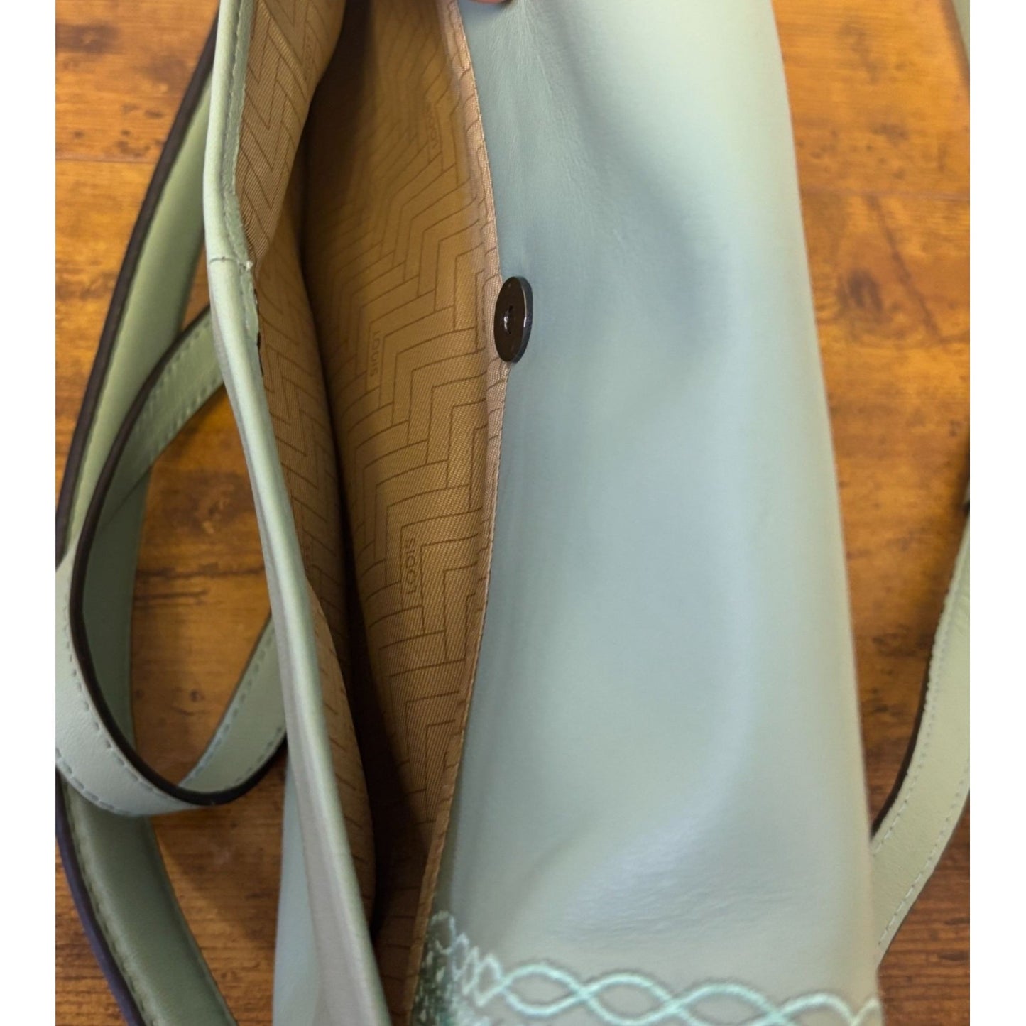 Lodis Embossed Mint Green Leather Crossbody Bag