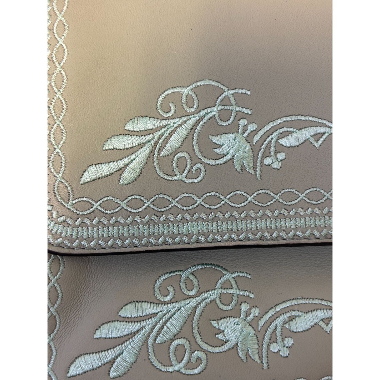 Lodis Embossed Mint Green Leather Crossbody Bag