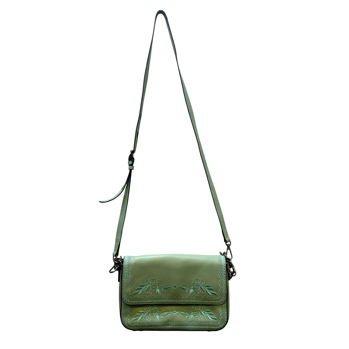 Lodis Embossed Mint Green Leather Crossbody Bag