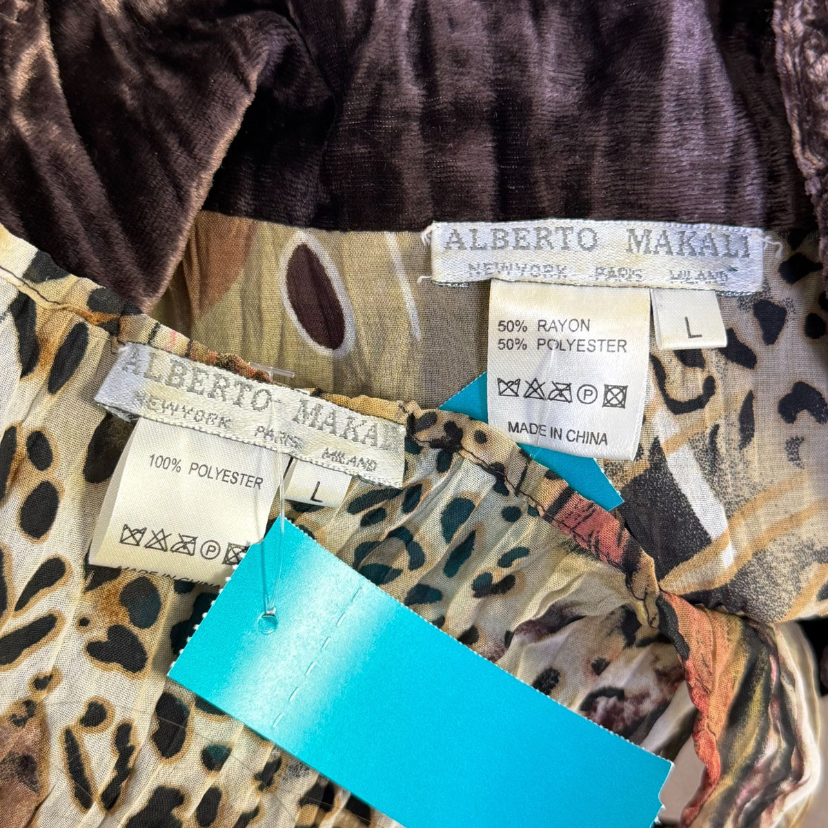 Alberto Makali Animal Print Blouse & Crushed Velvet Cardigan Brown L