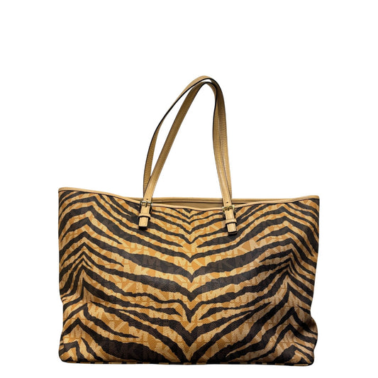 Michael Kors Zebra Print Tote Bag With Logo Charm