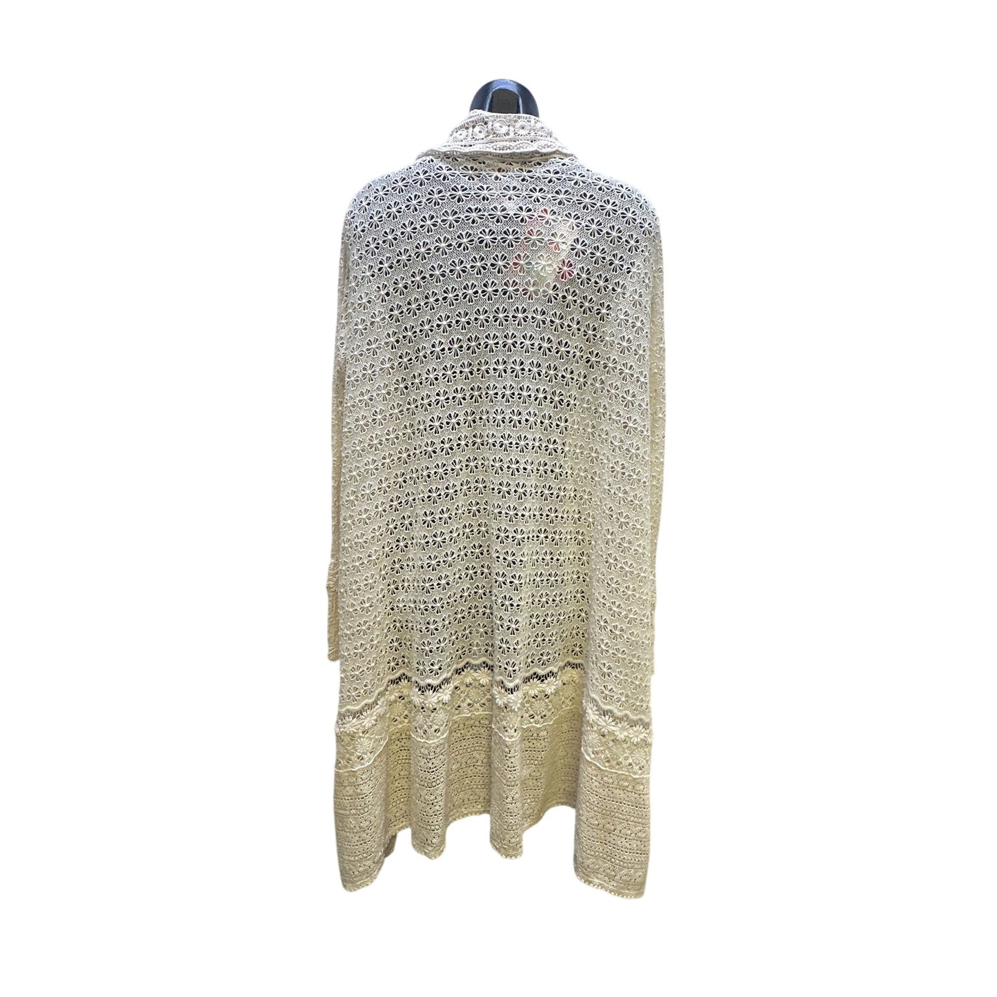 NWT Johnny Was Open Front Cream Eyelet Cardigan w/Lace & Floral Details