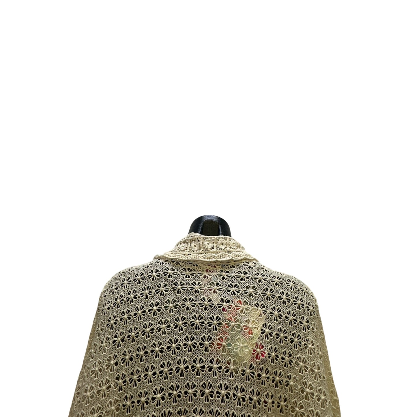 NWT Johnny Was Open Front Cream Eyelet Cardigan w/Lace & Floral Details