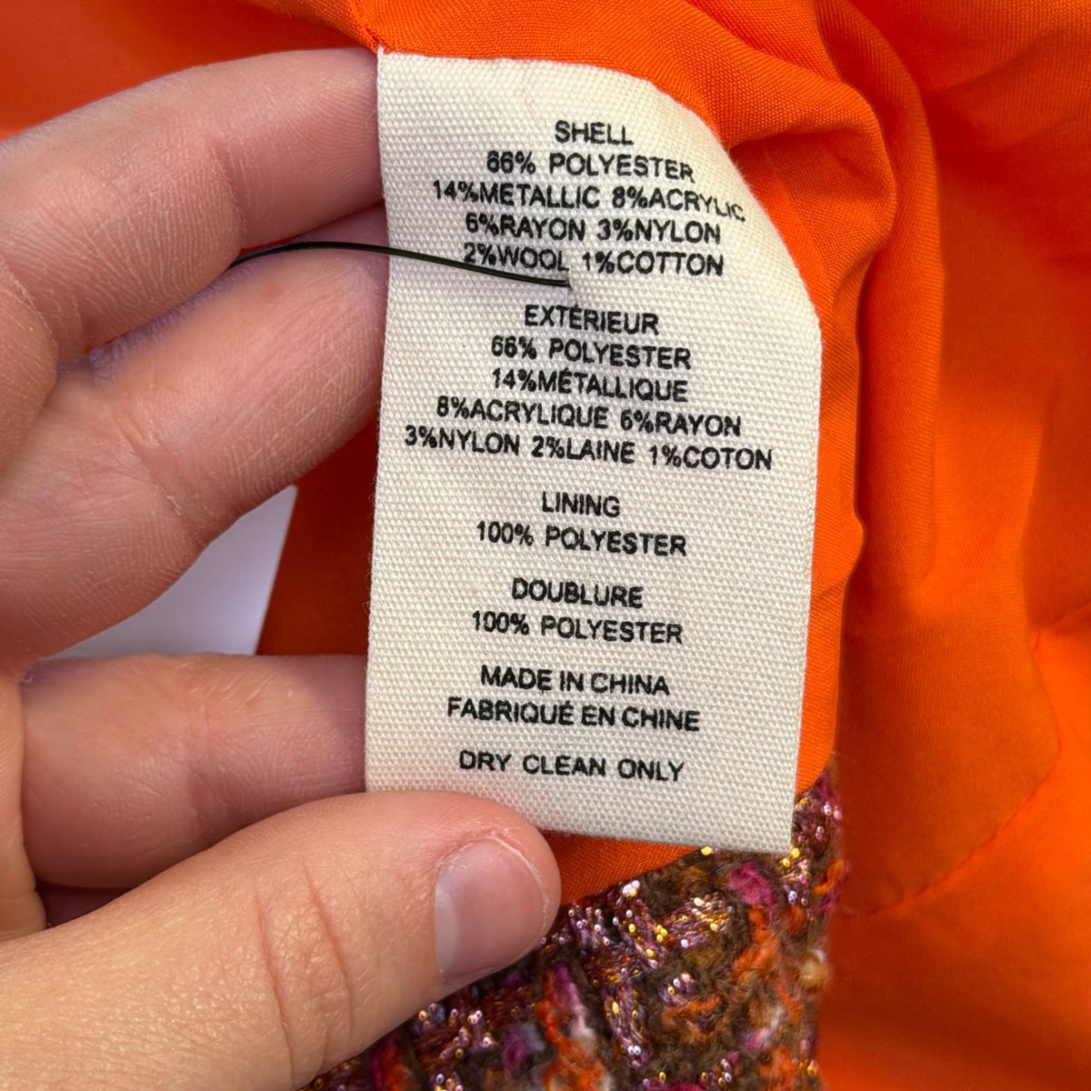 NWT L'Agence Orange & Pink Tweed Fringe Detail Jacket 8