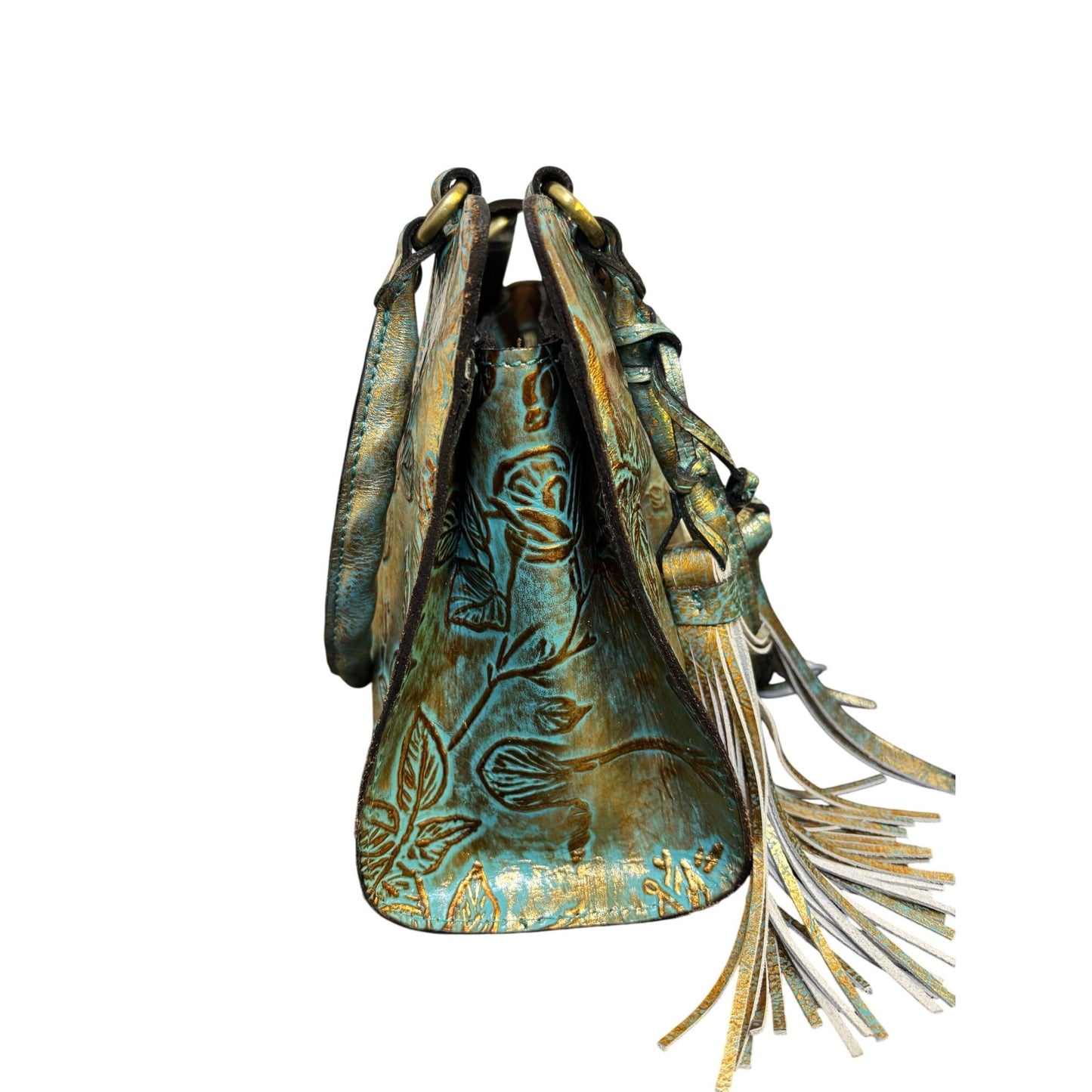 Patricia Nash Floral Shoulder Bag Turquoise Bronze